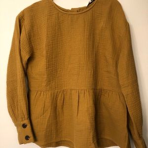 Madewell Gauze Peplum Top w/Back Buttons S NWT